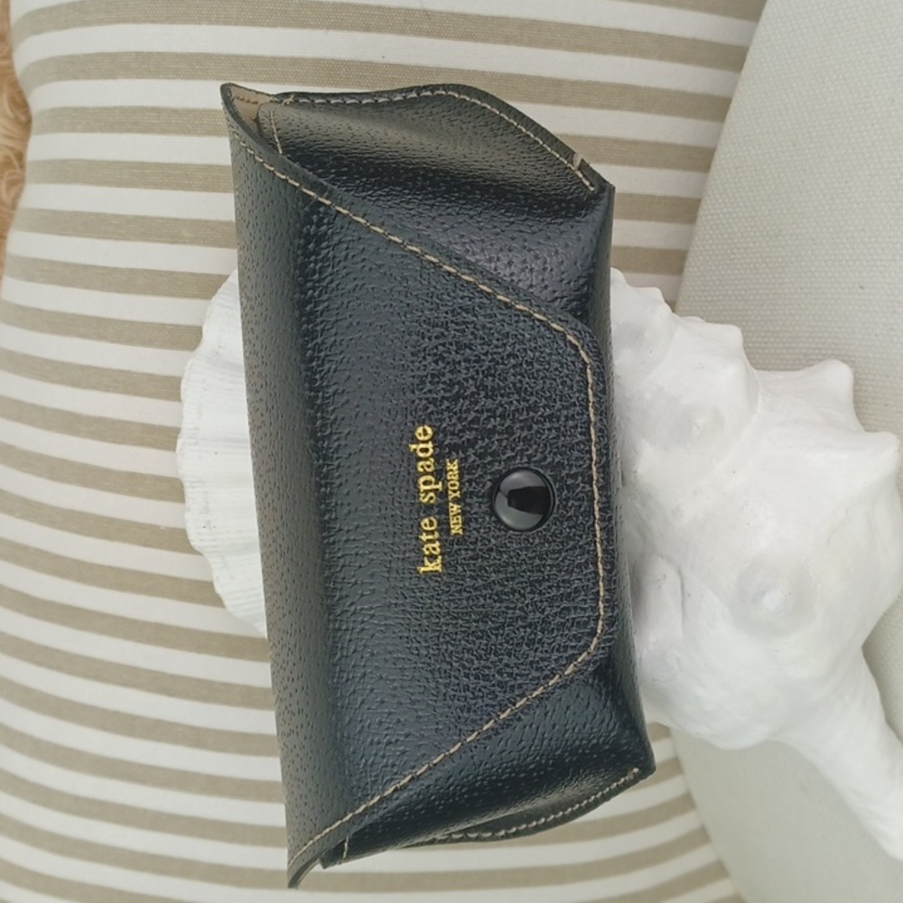 Kate Spade Black Textured Gold Logo & Hardware Eyeglass Case XLG